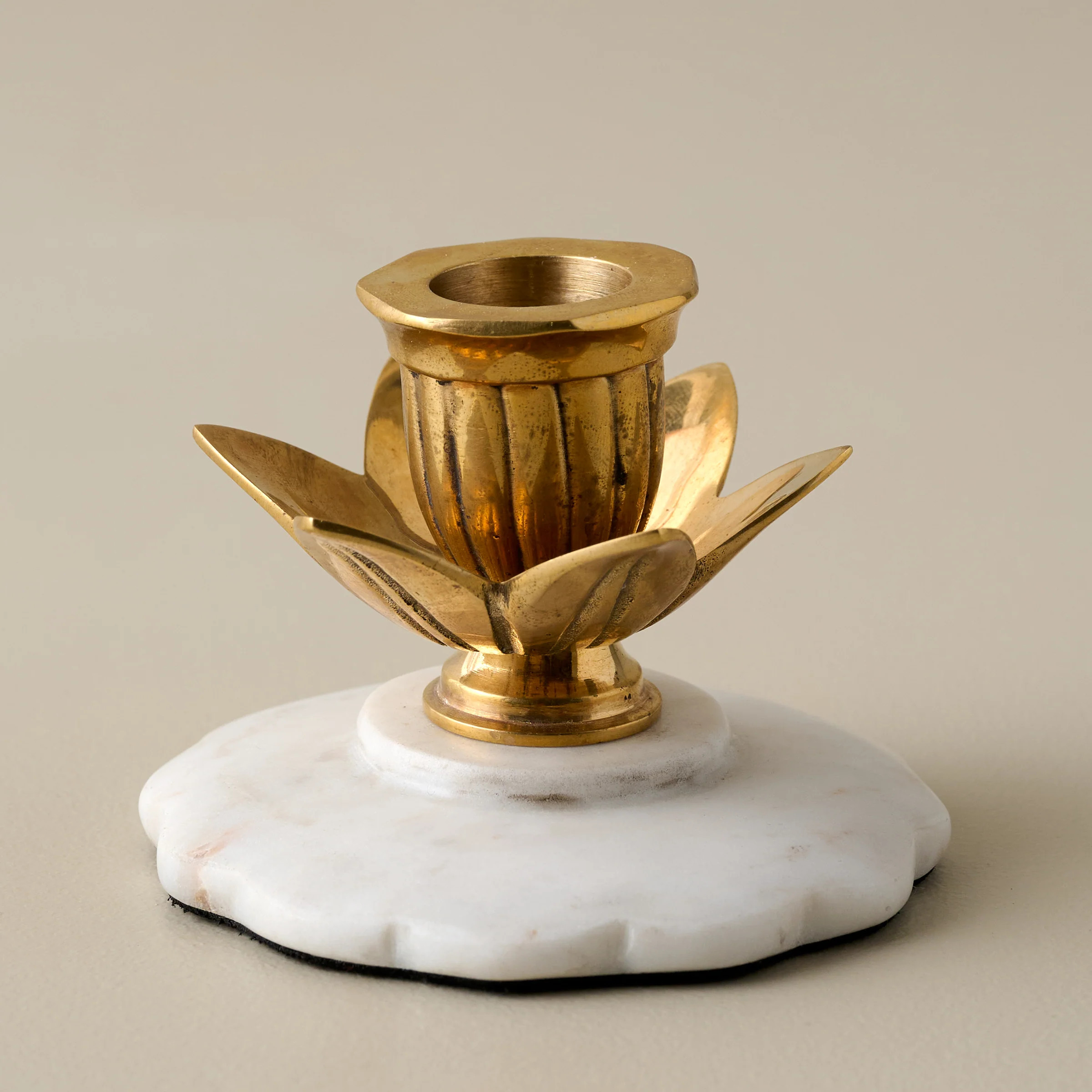 Marble and Brass Tulip Candleholder | Magnolia