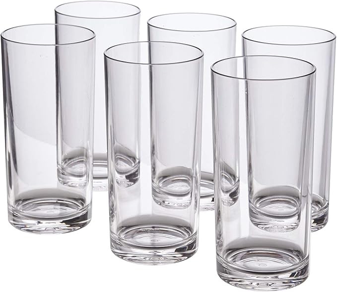 Classic 16-ounce Premium Quality Plastic Water Tumbler | Clear Set of 6 | Amazon (US)