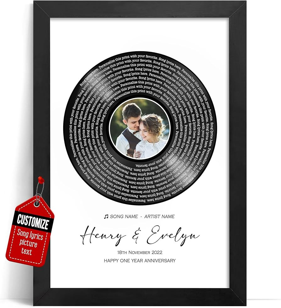 VICILO Custom Song Lyrics Vinyl Record with Photo - Personalized First Dance Favorite Song Canvas... | Amazon (US)