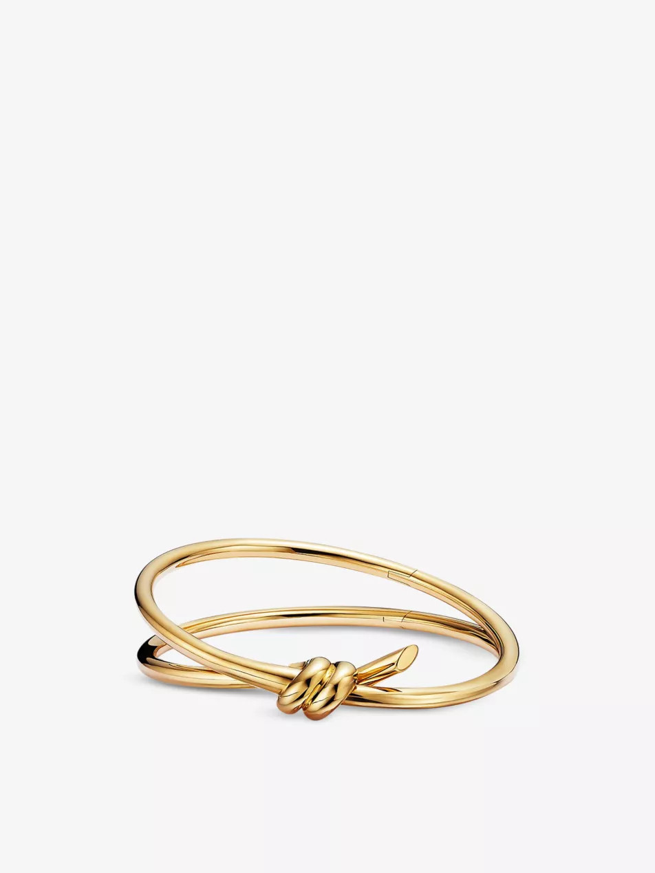 Tiffany Knot Double Row 18ct yellow-gold hinged bangle | Selfridges