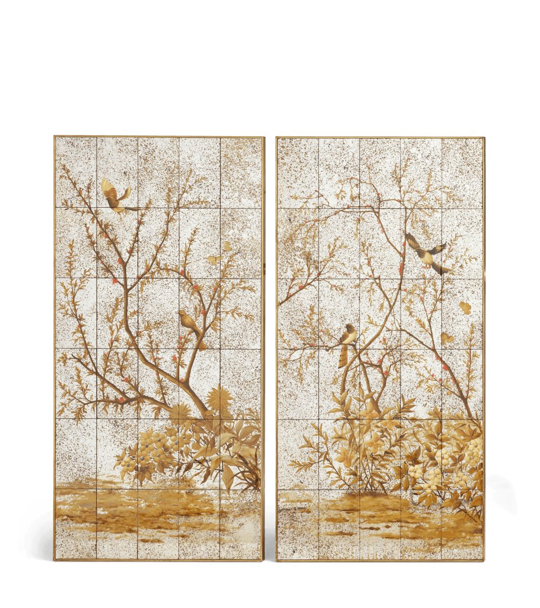 Phaethon Mirrored Wall Art Panels – Antique Gold | OKA US