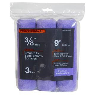 Linzer 9 in. x 3/8 in. High-Capacity Polyester Knit Paint Roller Cover (3-Pack) HD RS 3383 0900 N | The Home Depot