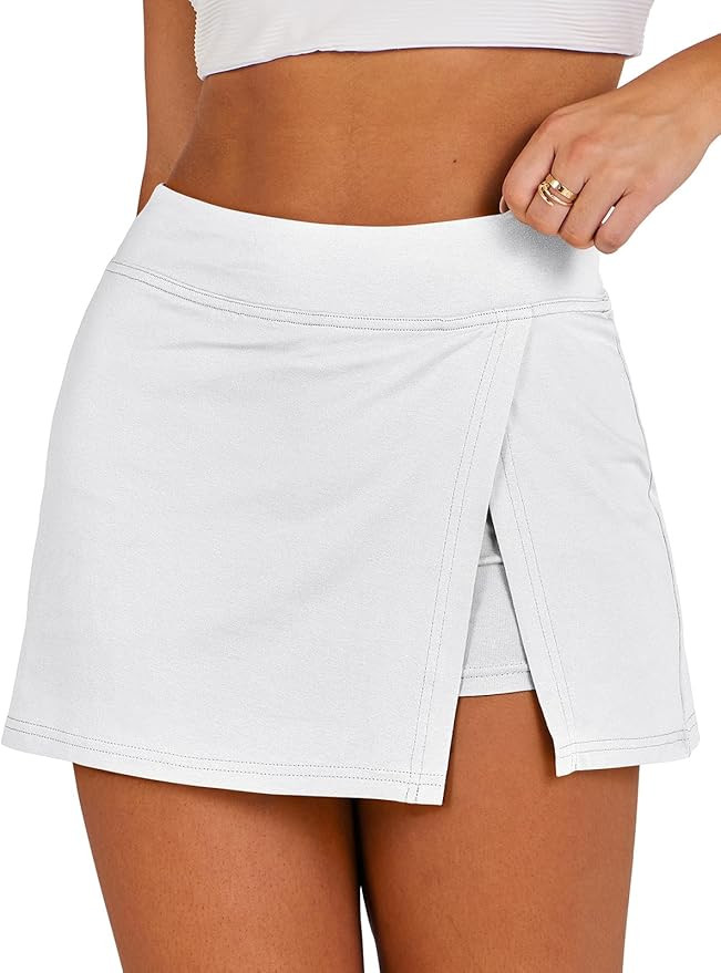 ANRABESS Women's 2024 Summer Mini Skirt Tennis Athletic Inner Shorts Side Slit Workout Golf Bodyc... | Amazon (US)