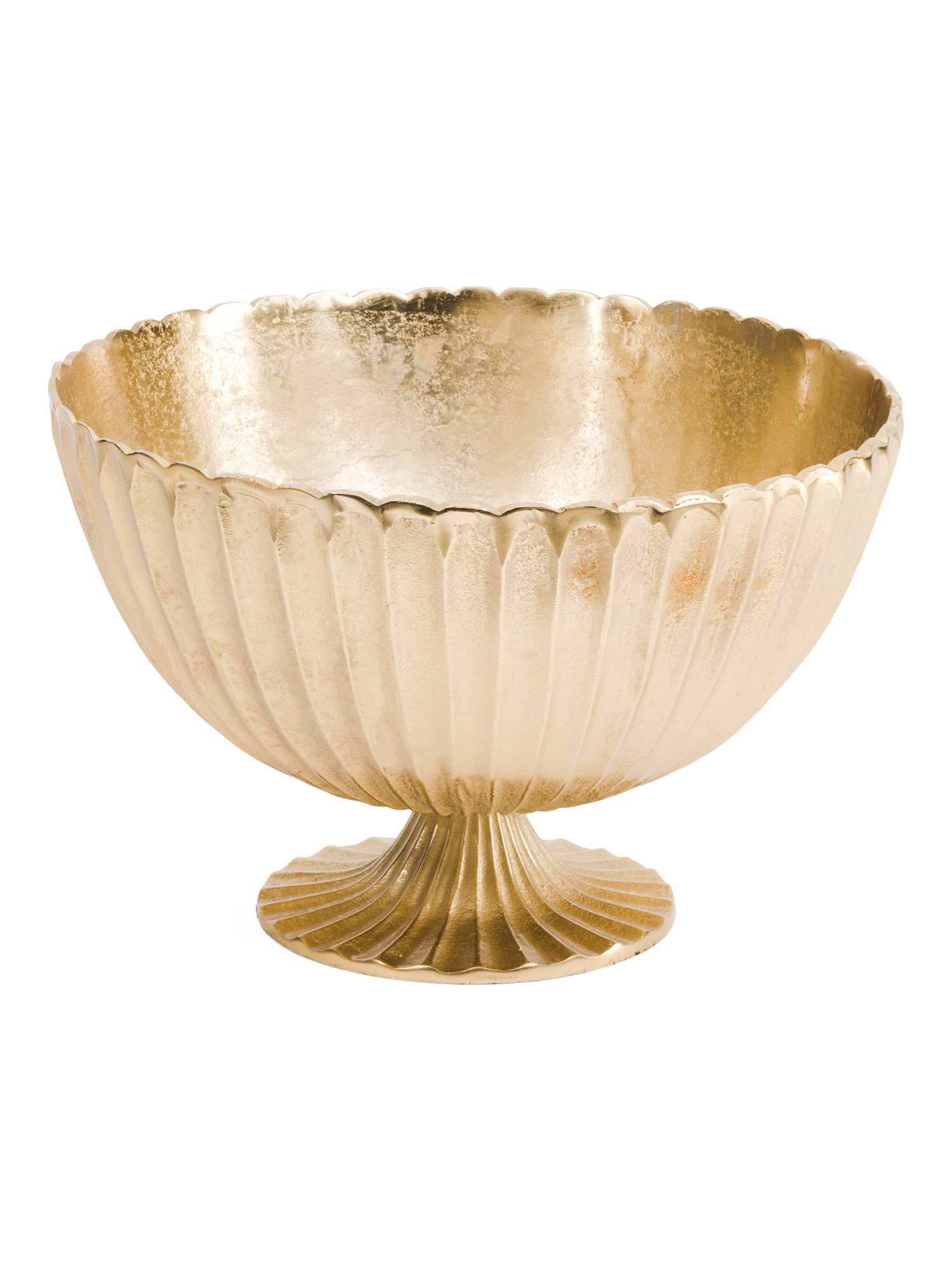 11x16 Gold Tone Scolloped Fruit Bowl With Pedestal | TJ Maxx