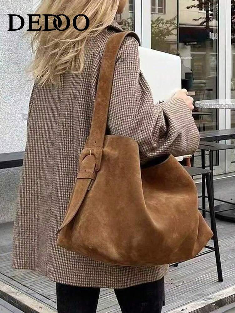Dedoo 2025 New Retro Bag Brown Large Capacity Bucket Bag, Shoulder Bag, Underarm Bag, Crossbody Bag Business Women's Leisure Daily Commuter Bag Fashion Student Women's Bag, Suitable For Work, Shopping, And Daily Use, Bohemia Style Bag For Women, Perfect For Rodeo Occasion, Vintage Bag For Women, New Fashionable Big Bags For Women | SHEIN