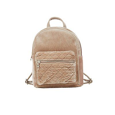 Velvet Quilted Mini Backpack | Charlotte Russe