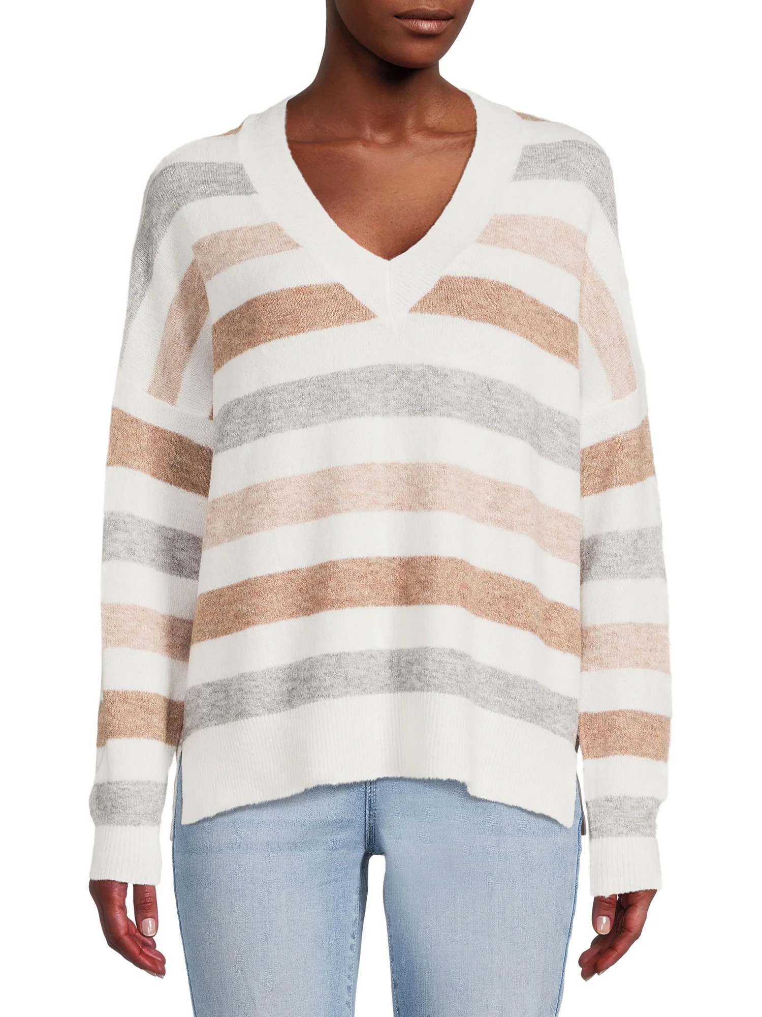 Dreamers by Debut Women's Oversized V-Neck Sweater - Walmart.com | Walmart (US)