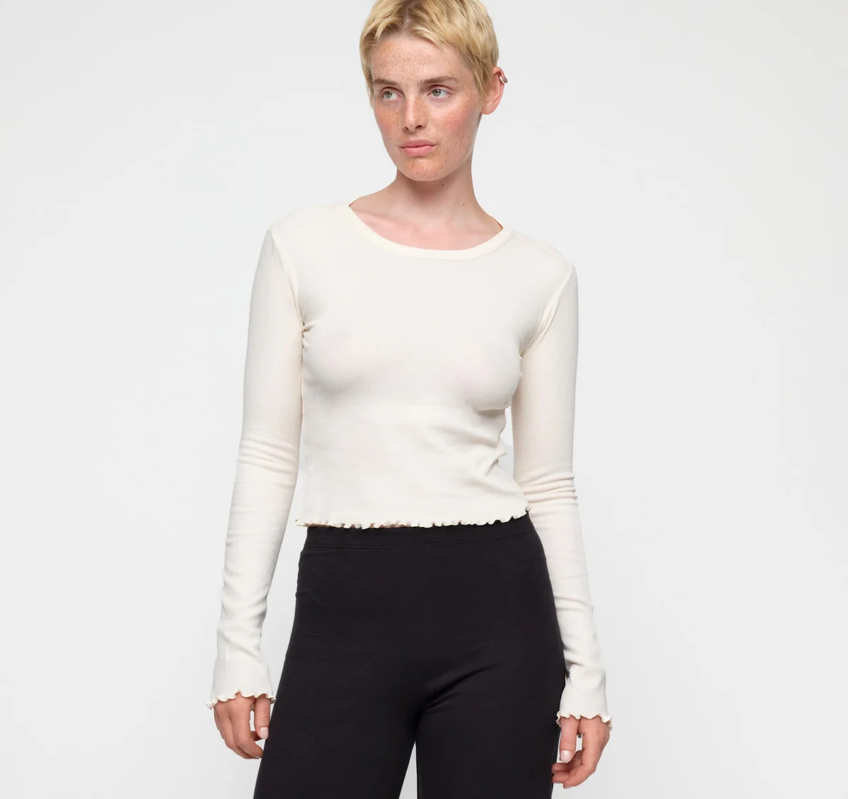 Core Rib Long Sleeve - Soft Vanilla | Organic Basics