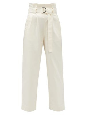 Belted paperbag-waist cotton-blend twill trousers | Matches (US)