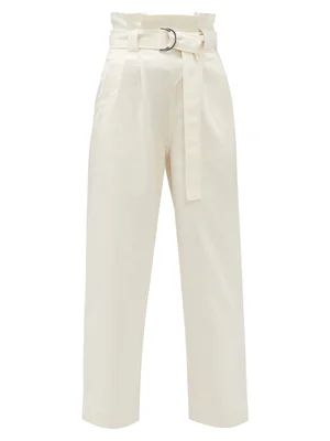Belted paperbag-waist cotton-blend twill trousers | Matches (US)