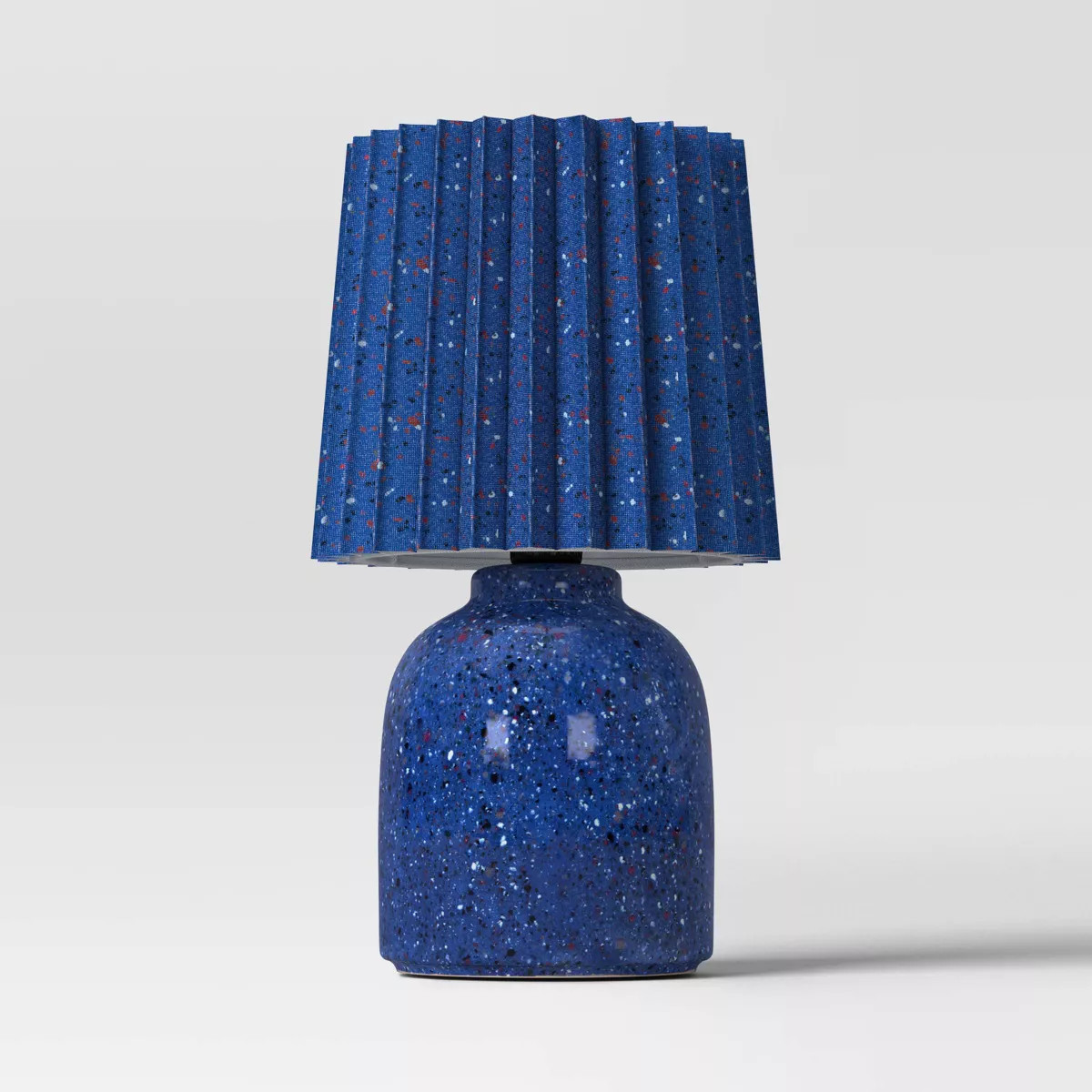 Mini Printed Ceramic Base Table Lamp with Printed Pleated Shade Light Blue - Room Essentials™ | Target