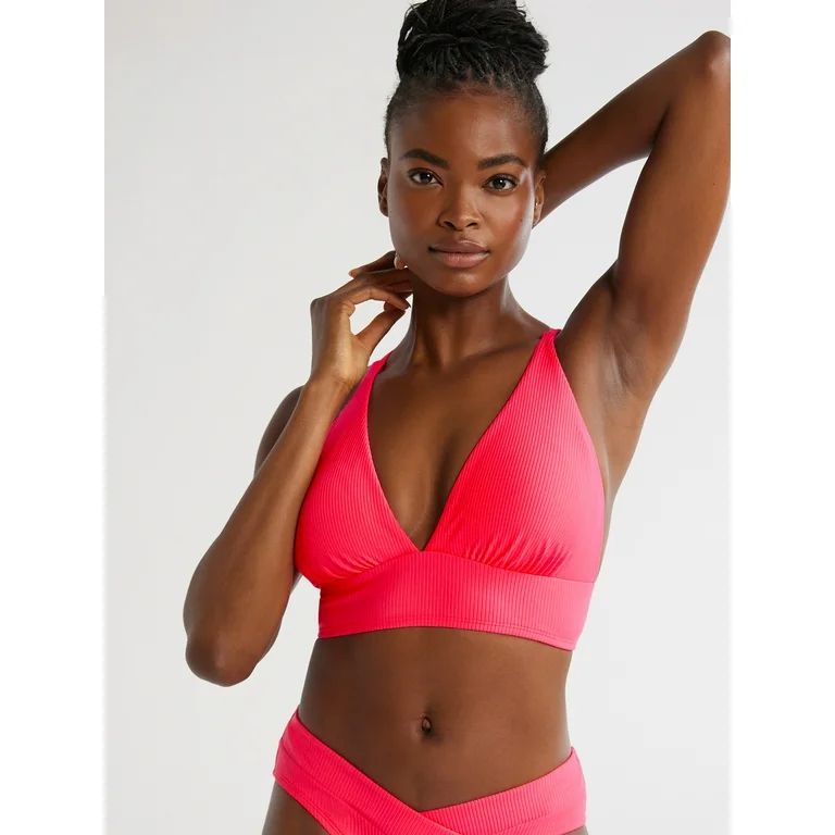 Time and Tru Women’s and Plus Ribbed X Back Top Swimsuit | Walmart (US)