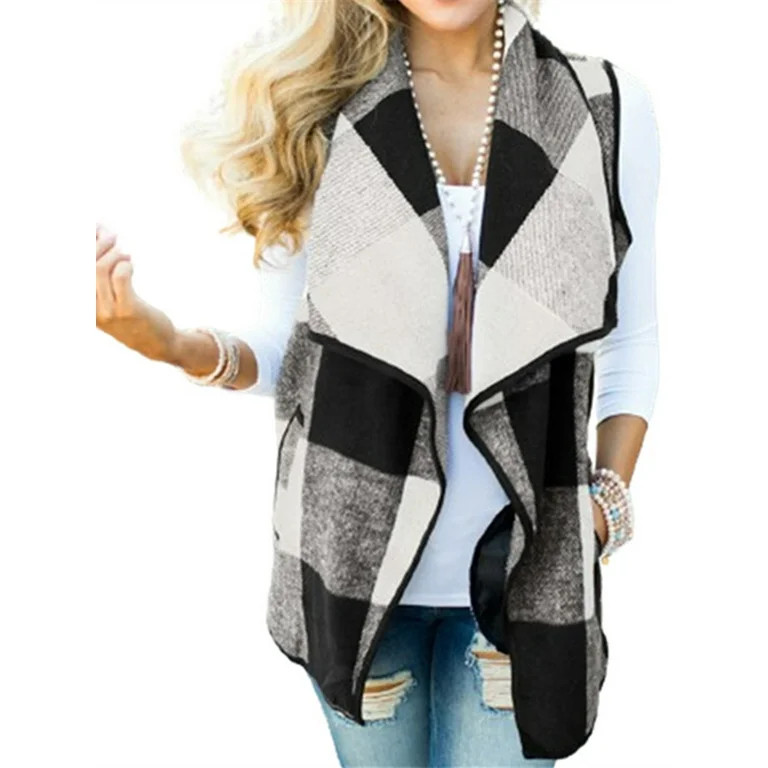 Women Casual Open Front Vest Jacket Coat - Walmart Dresses, Walmart Winter Dresses, Walmart Outfits, | Walmart (US)