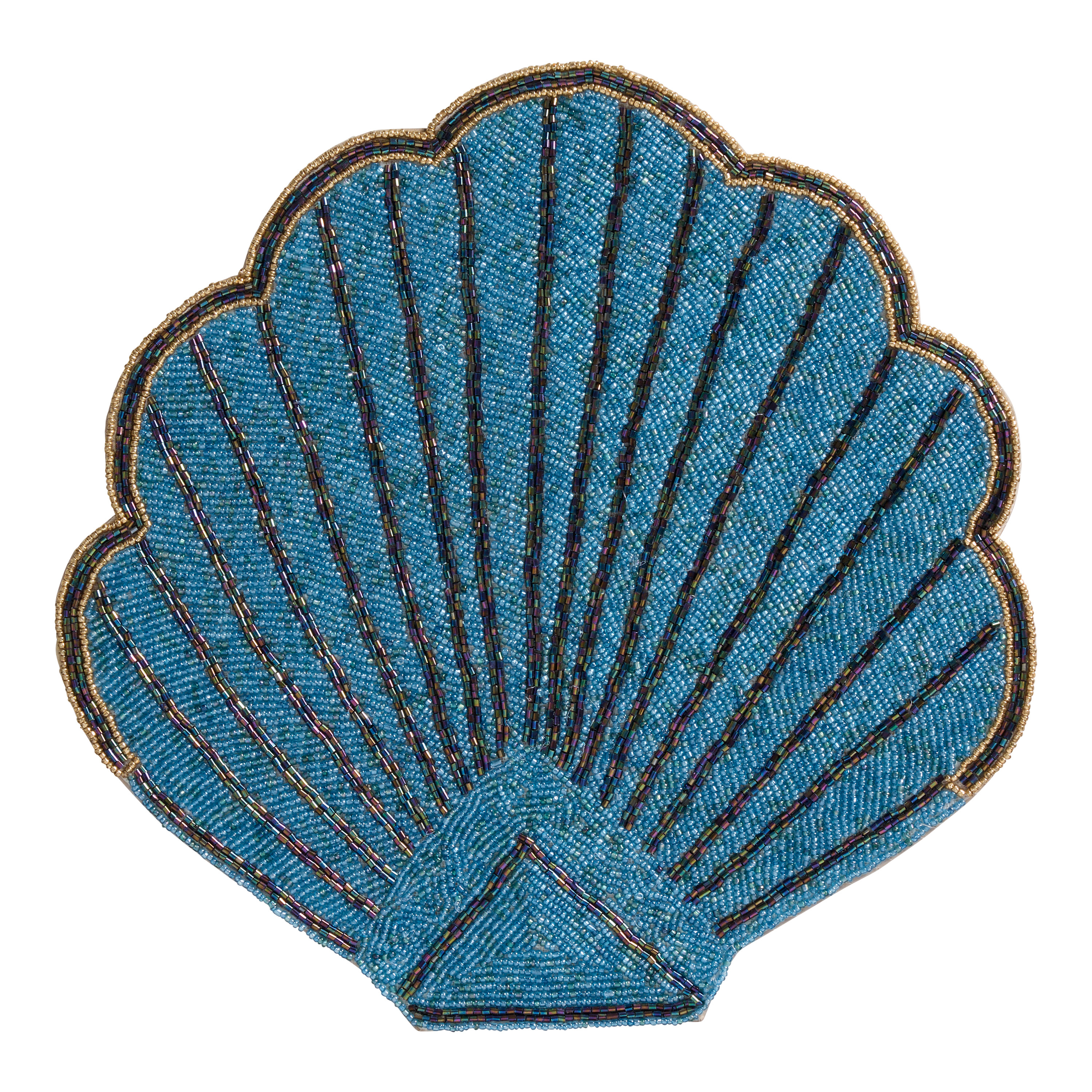 Blue Iridescent Shell Shaped Beaded Placemat | World Market