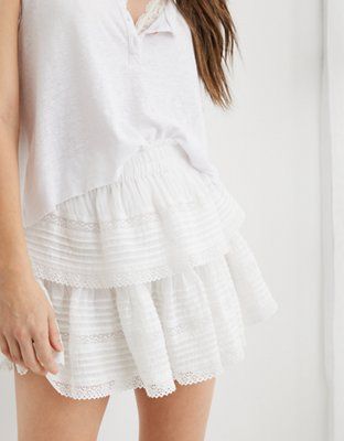 Aerie Rock 'n' Ruffle Printed Mini Skirt | American Eagle Outfitters (US & CA)