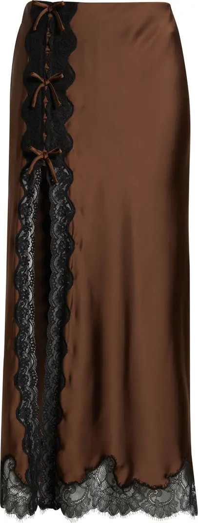Calder Lace Trim Satin Midi Skirt | Nordstrom