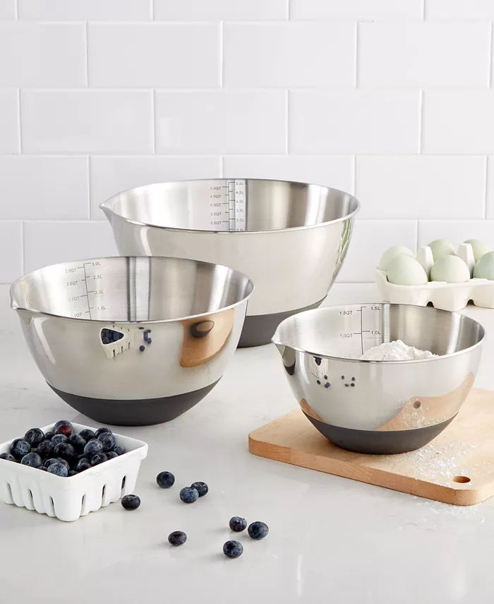 Set of 3 Non-Skid Mixing Bowls with Measurements, Created for Macy's | Macys (US)