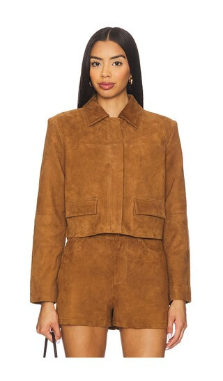 CAMI NYC Sullivan Suede Jacket in Cognac. - size L | Revolve Clothing (Global)