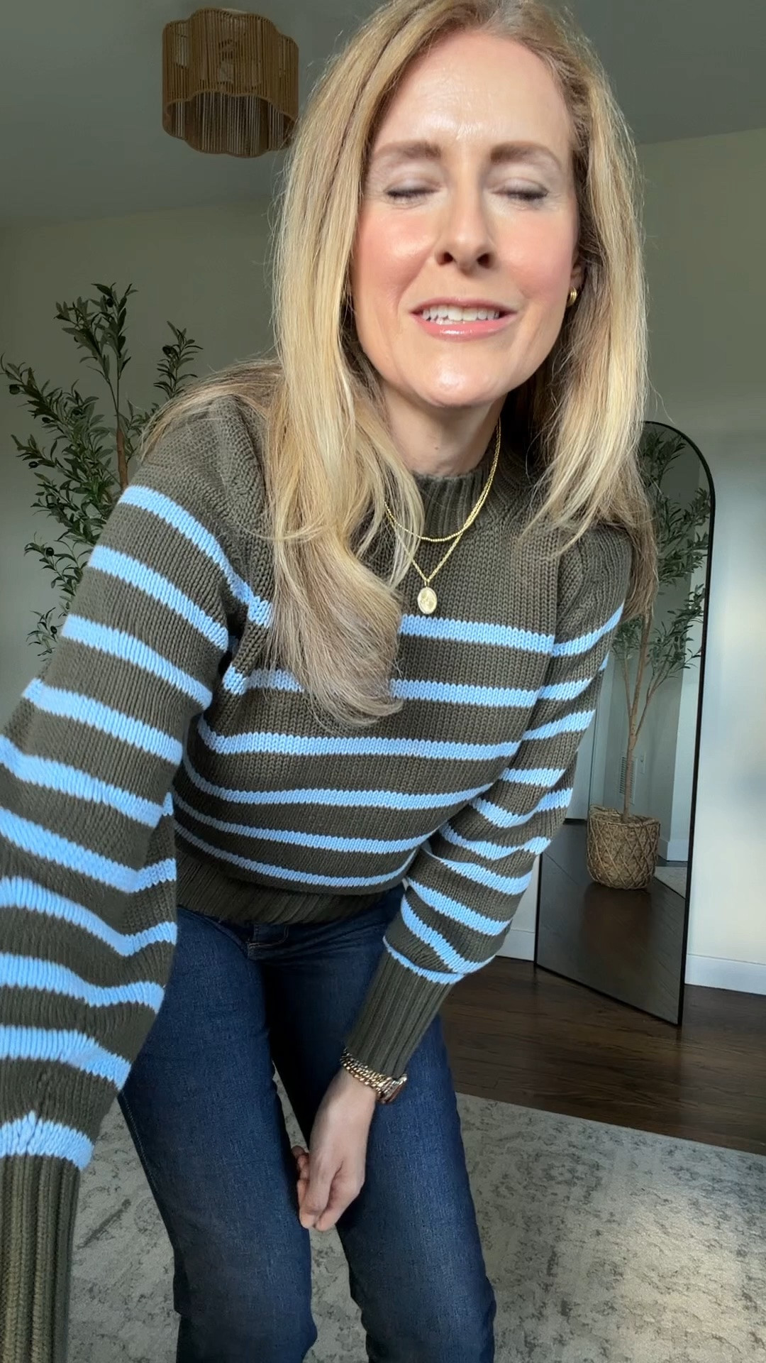 Walmart fall outfit idea with this cotton sweater, love it but runs small, go up. I’m in a medium. Jeans run small too, go up a size. I’m in the 6, need an 8. #walmartfashion