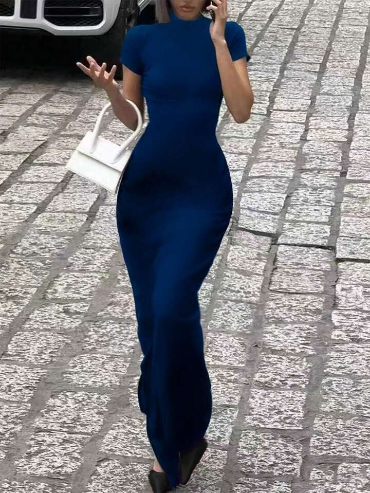 Women's Old Money Style Elegant 2025 New Autumn/Winter New Stylish Mock Neck Short Sleeve Black C... | SHEIN