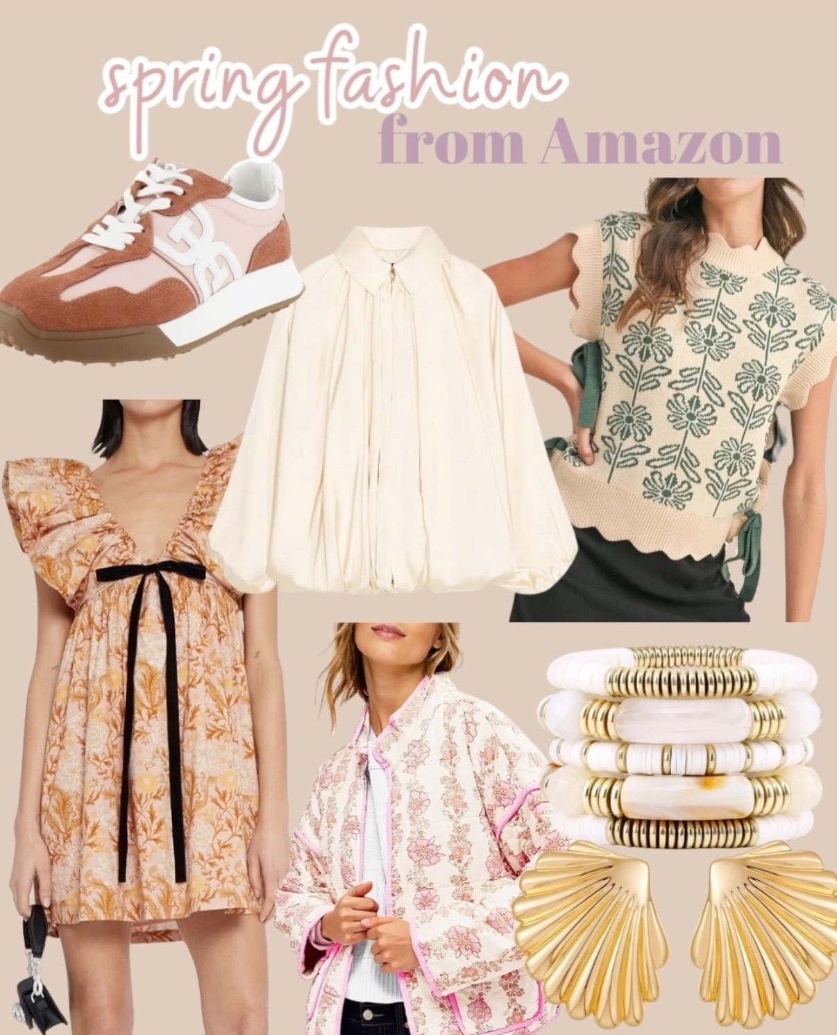 Spring fashion outfit from Amazon 

Amazon outfit idea, Amazon finds, Amazon fashion, Spring outfit from amazon, Travel outfit 
Errands outfit
Casual style, running, gym, errands outift, airport outfit, athletic wear, lounge wear, sneakers, gen x outfit, flowy shorts, white sneakers biker shorts, resort wear, jeans, sandals, gold earrings, ootd, outfit inspo, outfit ideas#LTKSpringSale 

#LTKWorkwear #LTKSaleAlert #LTKFestival