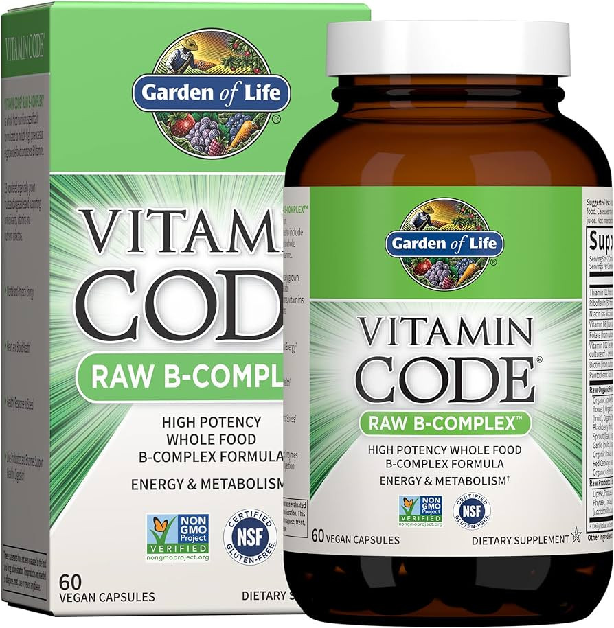 Garden of Life Raw B Complex - Vitamin Code - 60 Vegan Capsules, High Potency Vitamins for Energy... | Amazon (US)