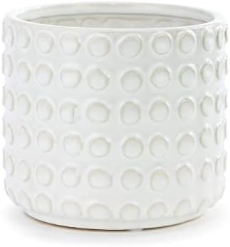 Dimple Glossy White 6 x 6 Ceramic Stoneware Decorative Container Vase Planter | Amazon (US)