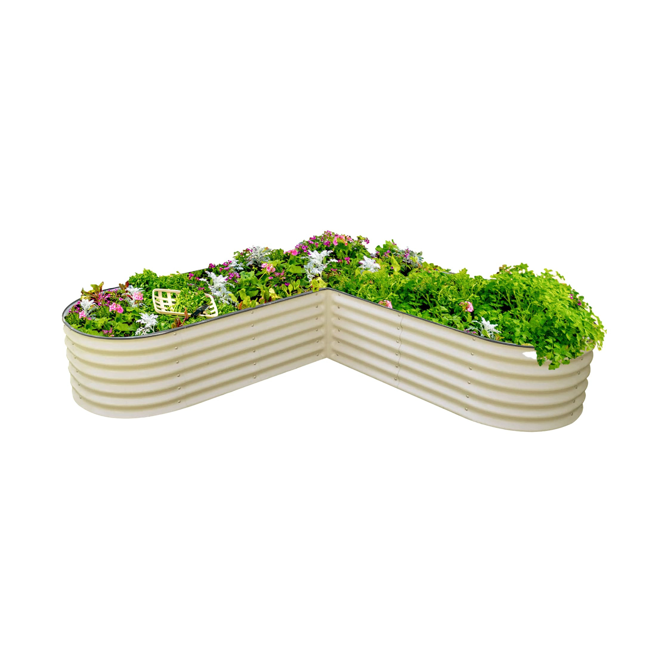 Vego Garden 41-cu ft 84-in W x 84-in L x 17-in H Pearl White Galvanized Metal Raised Garden Bed Rubber Large | VBLLG17W | Lowe's