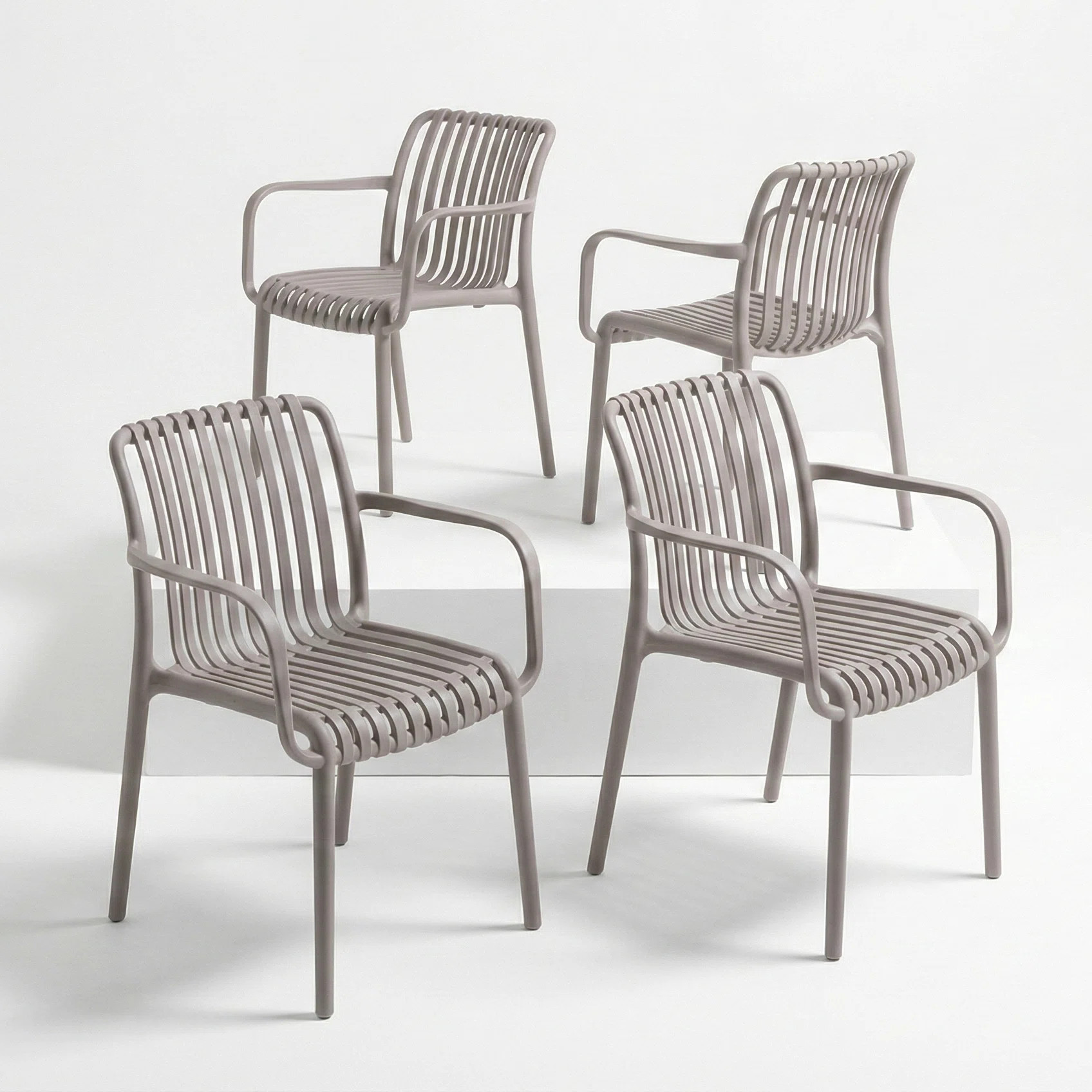 Outdoor Stackable Dining Chair With Armrest, All-weather Plastic Patio Chair, Pool Side Chair, Mo... | Wayfair North America