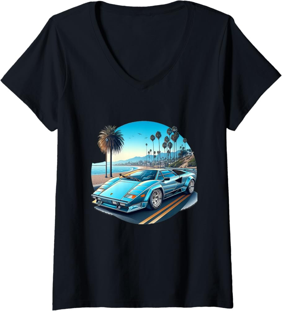 Women’s Classic Countach Italian Supercar Poster car Vice T-Shirt | Amazon (US)