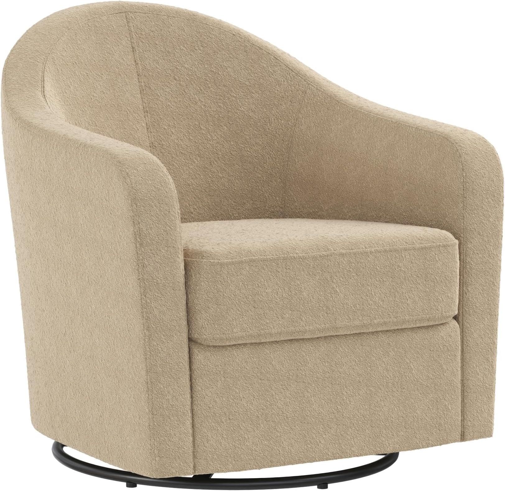 DHP Gentle Swivel Curved Accent Chair, Taupe Boucle | Amazon (US)