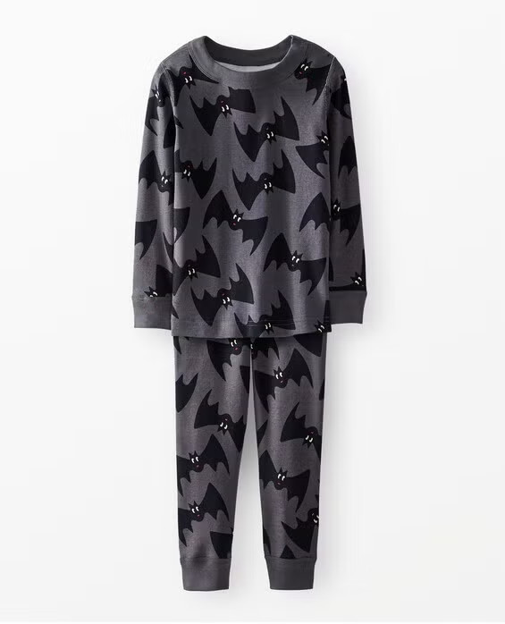 Girls' & Boys' Batty On Granite Grey Kids Halloween Long John Pajama Set in 100% Cotton - Size Big Kids 10 by Hanna Andersson | Hanna Andersson