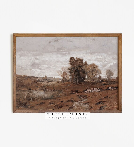 Fall Landscape Painting  Vintage Countryside Art Print  | Etsy | Etsy (US)