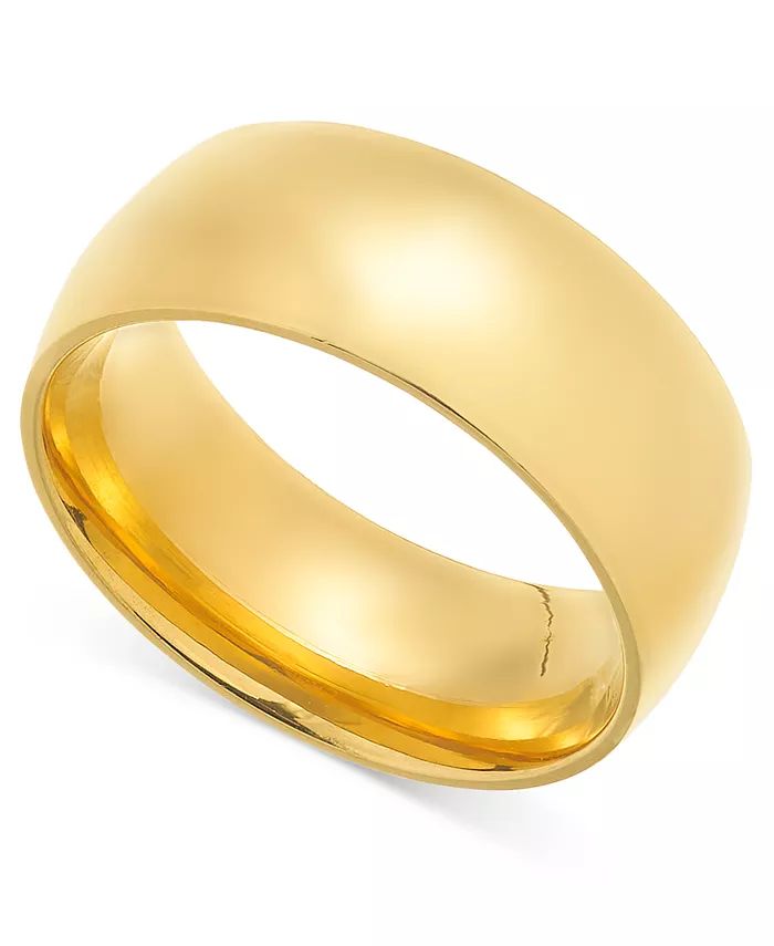 18k Gold-Plated Stainless Steel Cigar Band Yuri Ring | Macy's