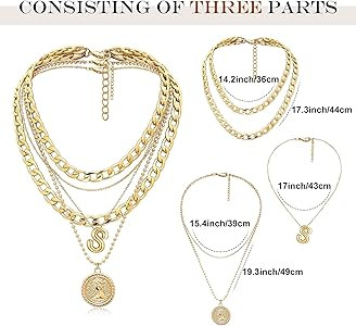 MJartoria Gold Layered Necklaces for Women Trendy Balloon Initial Pendant Necklace Dainty Chunky ... | Amazon (US)