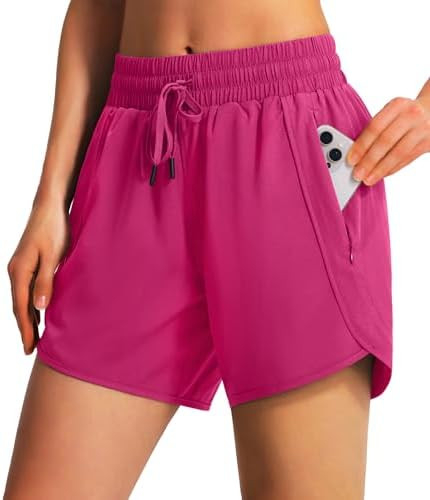 Ksmien Women's 5"/ 7" Athletic Running Shorts Quick Dry Lightweight Workout Gym Shorts with Zippe... | Amazon (US)
