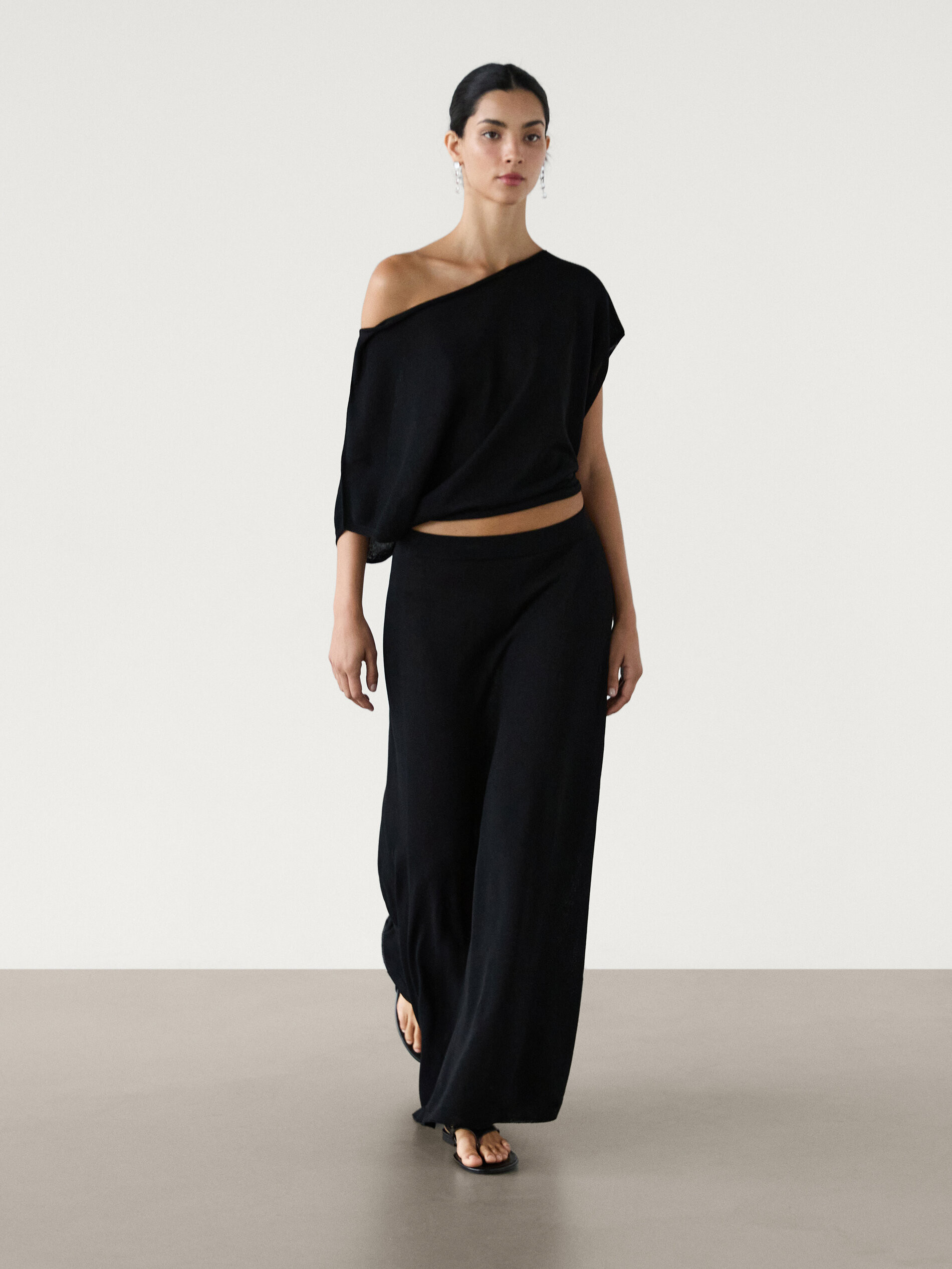 Knit drop-shoulder co-ord sweater | Massimo Dutti US