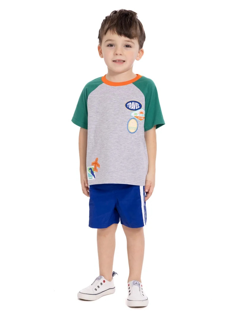 Wonder Nation Toddler Boys Short Sleeve Graphic Tee and Shorts Set, 2-Piece Sizes 12M-5T | Walmart (US)
