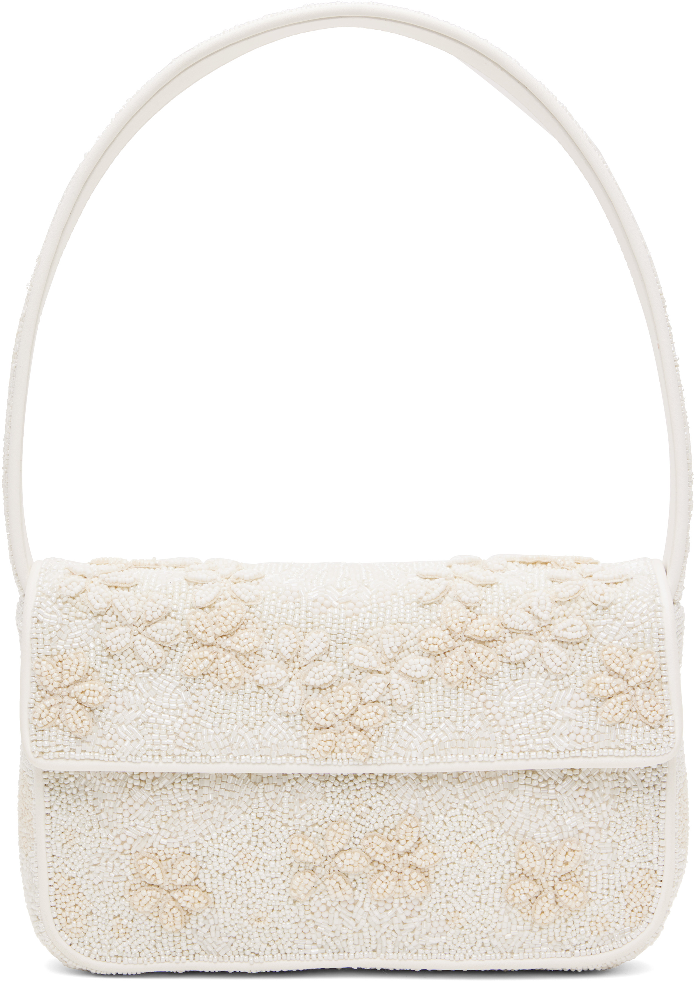 Staud White & Off-White Tommy Beaded Bag | SSENSE