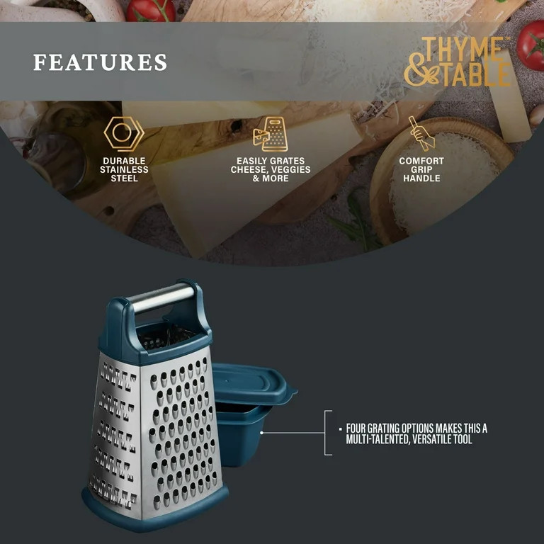 Thyme & Table 2-Piece 4-Sided Stainless Steel Box Grater Set | Walmart (US)