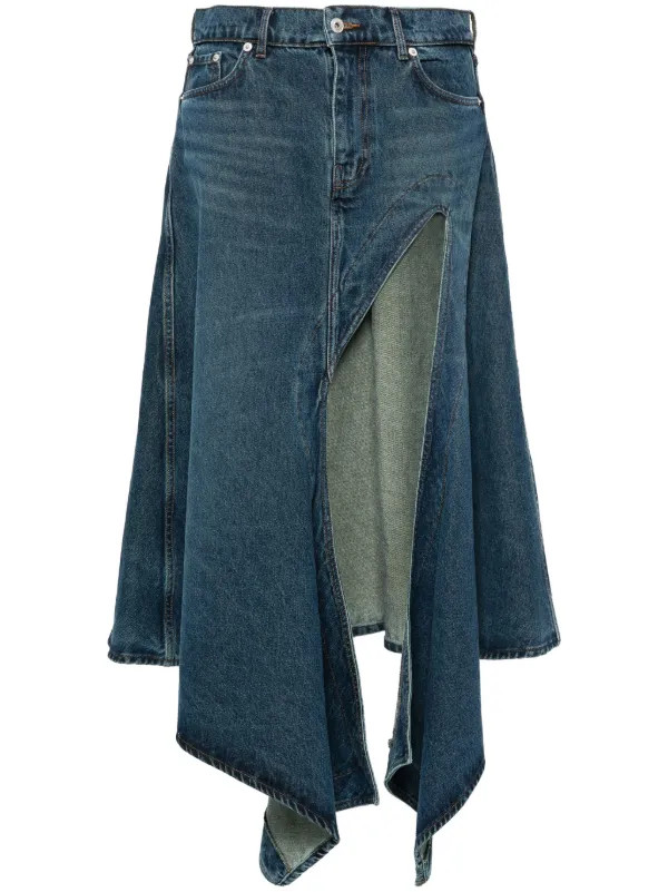 Y/Project cut-out Midi Denim Skirt - Farfetch | Farfetch Global