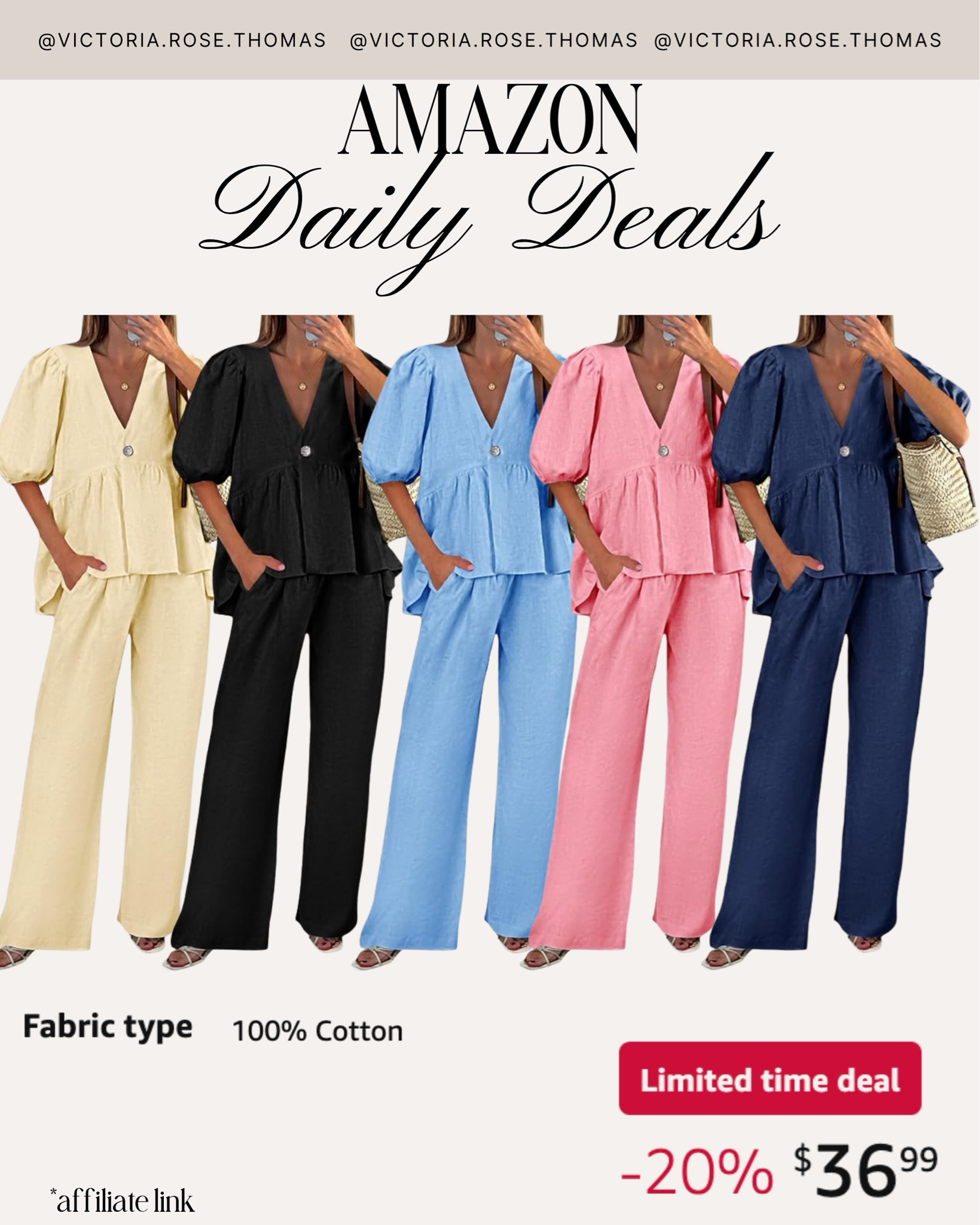 100% cotton two piece set from Amazon is perfect for spring and summer. I can totally see this been dressed up or down for a beach day or date night. I love the fact it has long pants and doesn’t show too much skin 

Amazon daily deals
Amazon fashion
Amazon style
Stylewithnosecrets 
Deals
Steal
Save
Sale
Amazon prime
Spring fashion
Modest fashion
Cotton clothes
Cotton finds

#LTKSaleAlert #LTKSeasonal #LTKootd