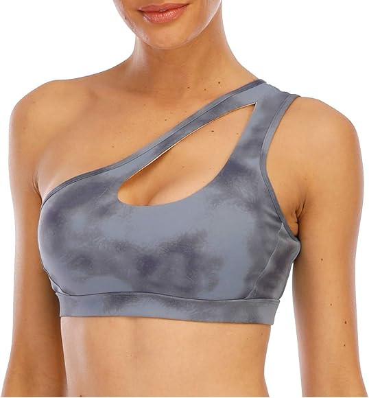OUYISHANG Strappy Yoga Printed Sports Bra for Women Criss Cross Back Medium Support Workout Running  | Amazon (US)