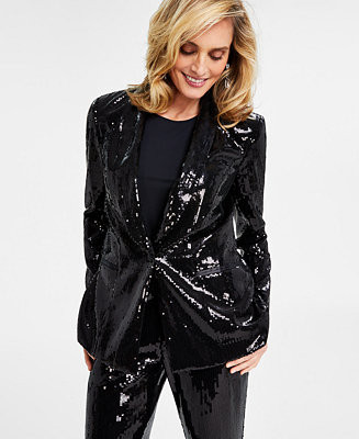 I.N.C. International Concepts Women's Sequin Blazer, Regular & Petite, Created for Macy's - Macy'... | Macy's