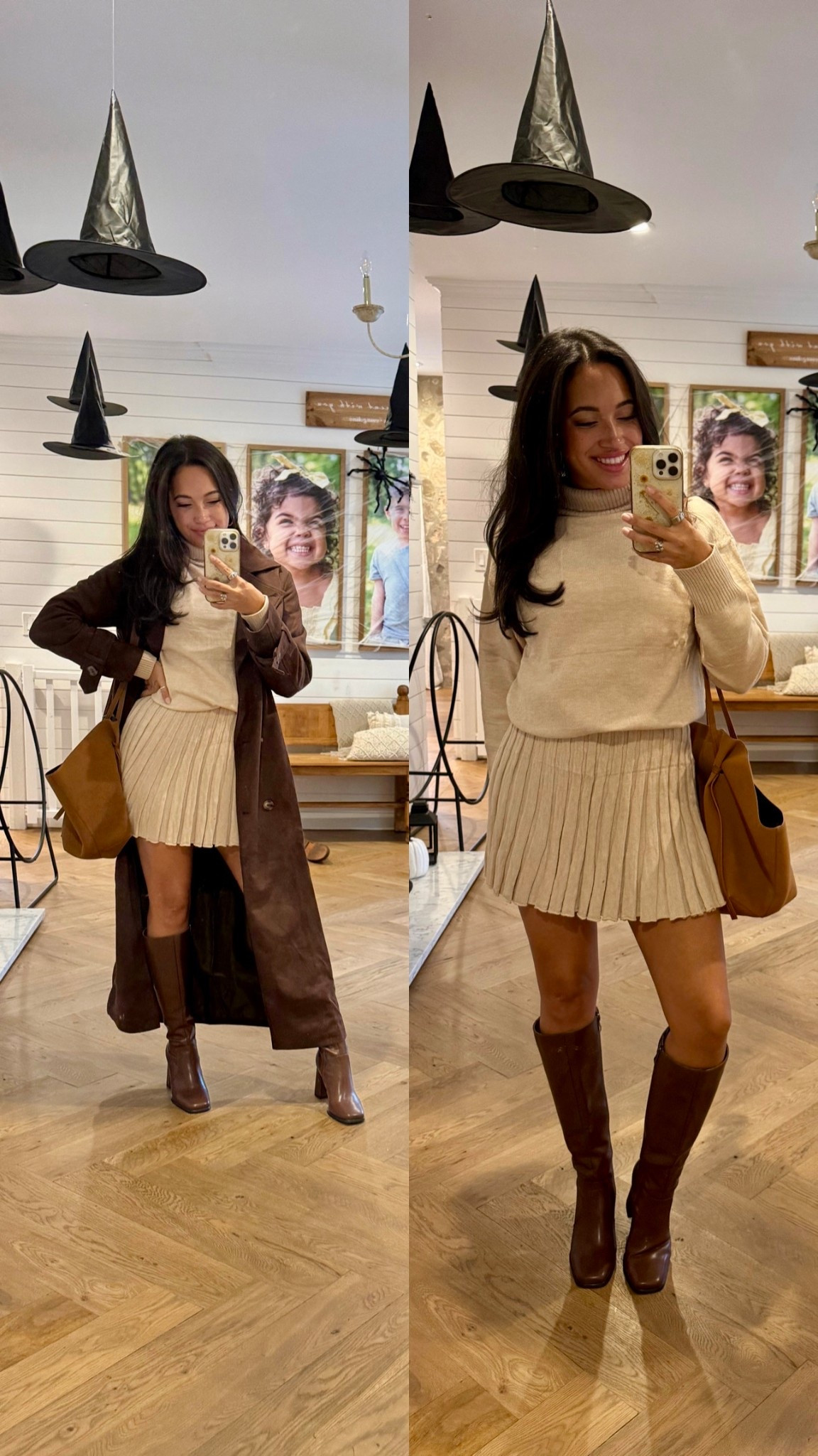 Everything true to size! I’m wearing small in everything and size 6 in the boots. I could have sized down in sweater set! It’s all Amazon 🫶🏽

#LTKStyleTip