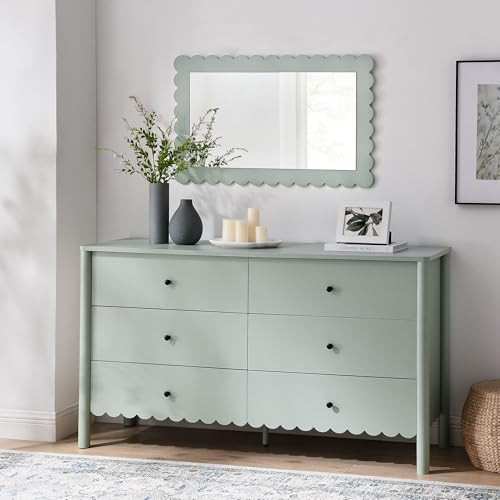 Modway Emmeline Scallop 6-Drawer Dresser in Sage | Amazon (US)
