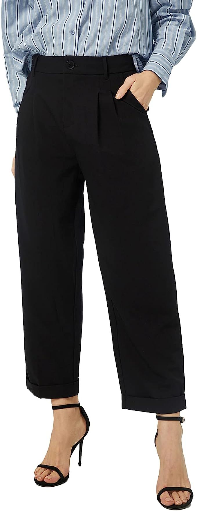 Women's Straight Leg Pant Loose Fit All Day Work Pants Office Trousers with Pockets Plus Size | Amazon (US)