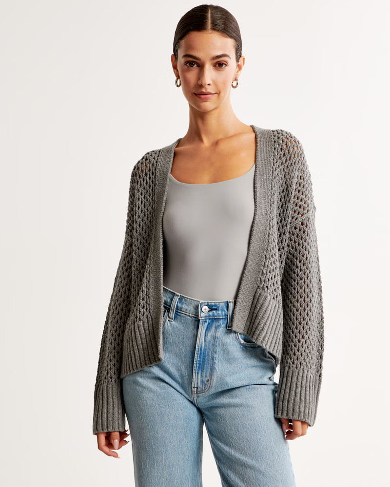 Mesh Stitch Non-Closure Cardigan | Abercrombie & Fitch (US)