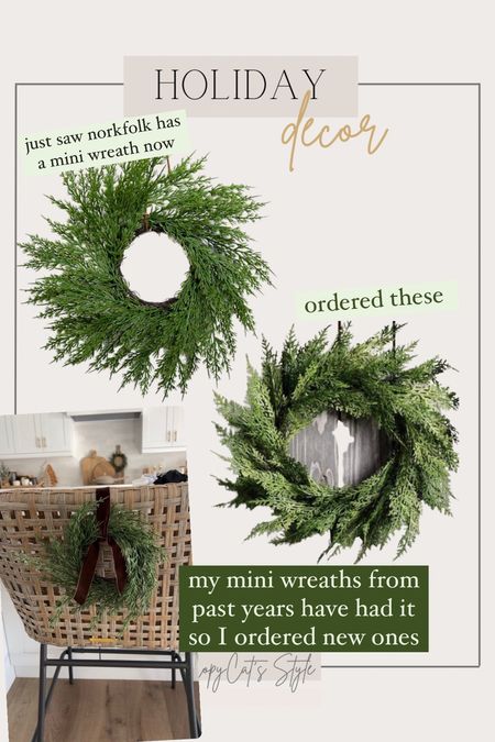 Holiday mini wreaths for the back of stools or small windows. Just a add a velvet ribbon!


#LTKHoliday #LTKhome #LTKSeasonal