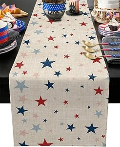 Burlap Linen Table Runner Table Decoration July 4Th Independence Day National Flag Day Stars Farm... | Amazon (US)